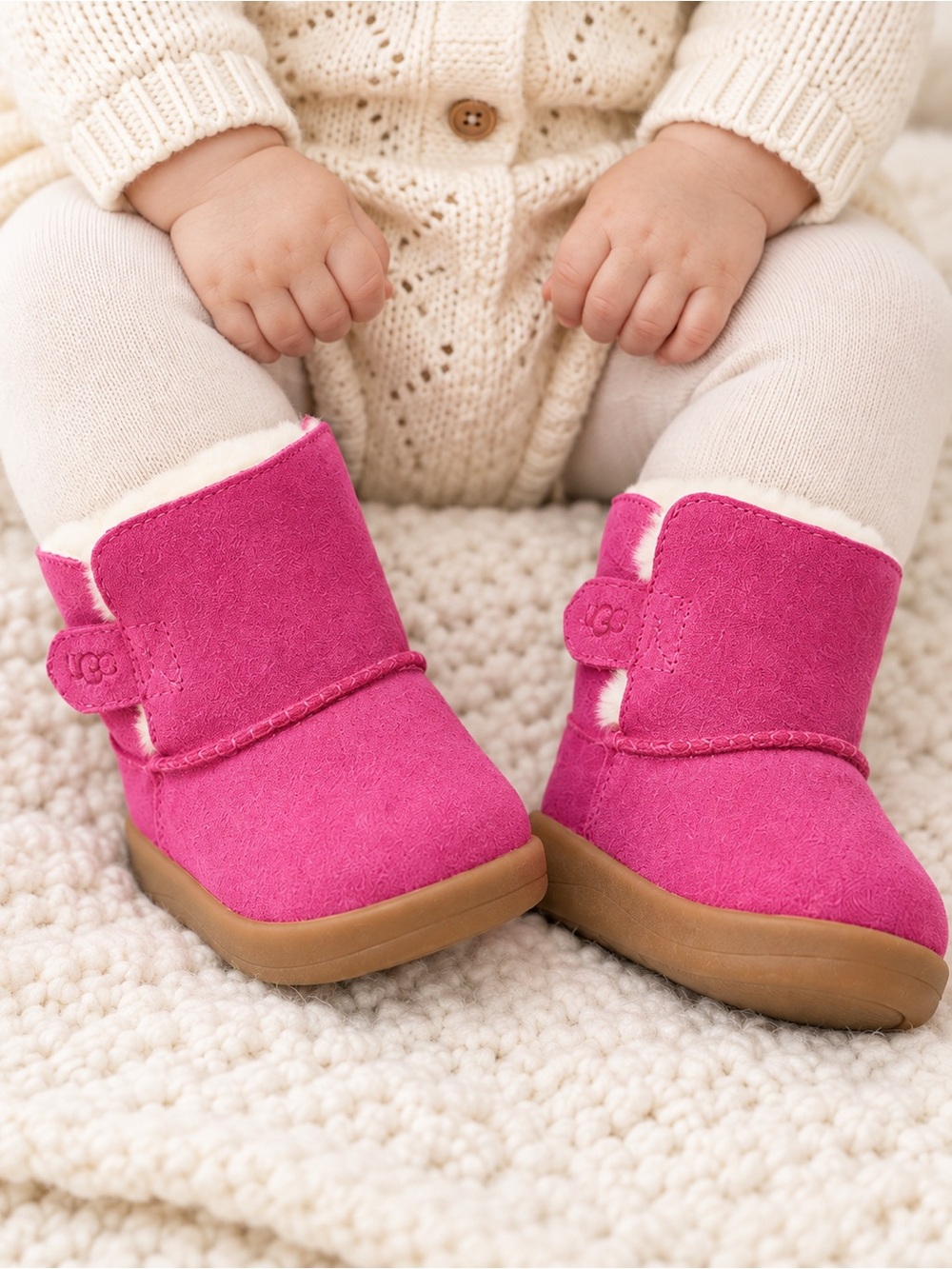 UGG Keelan Pink Suede Baby Boots Size 0/1 0-6 Months NIB